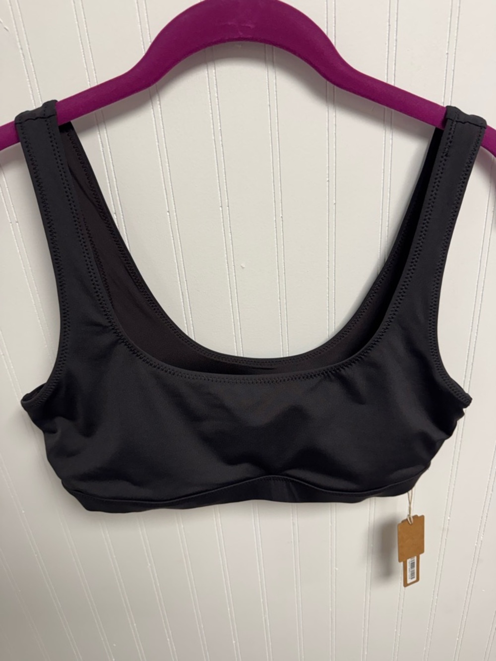 SKIMS Recycled Swim Tank Bikini Top Womens Large Onyx Black NWT